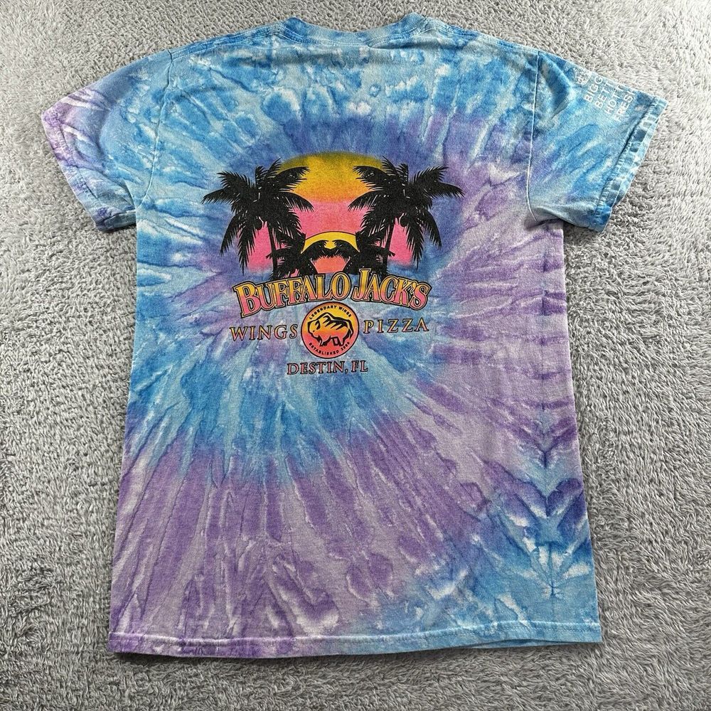 Colortone Tie Dye Destination T Shirt Mens Small Blue Destin FL‎ Buffalo Jacks